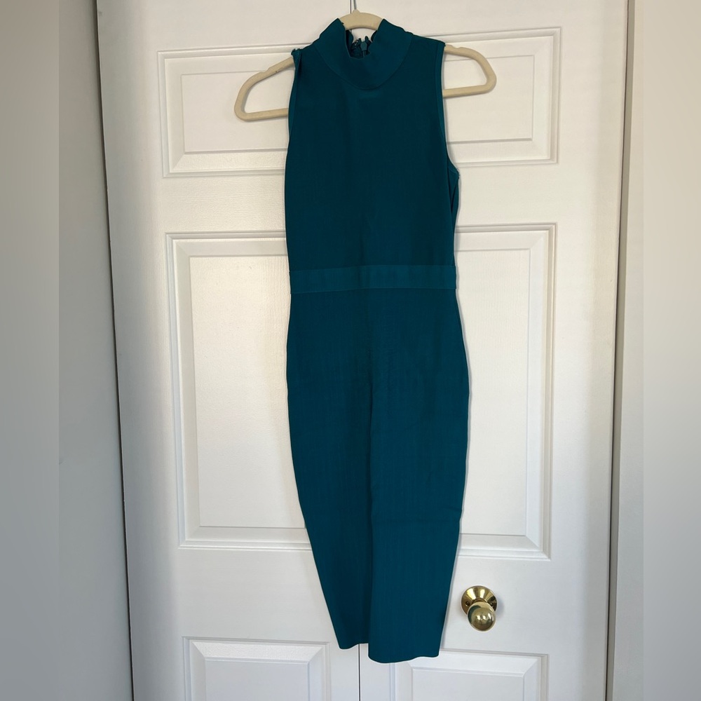 Elegant Teal Sleeveless Bandage Dress